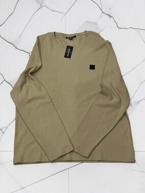Michael Kors Men’s XXL Textured Long Sleeve Crewneck Shirt Khaki Tan Logo NWT
